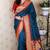 Denim blue color designer traditional rich ceremonial soft silk saree