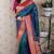 Teal color designer traditional rich ceremonial soft silk saree