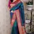 Teal designer traditional rich ceremonial soft silk saree