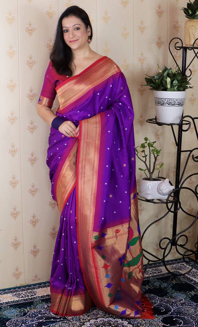 Purple color designer traditional rich ceremonial soft silk saree