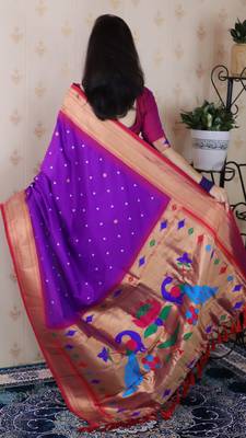 Purple traditional rich ceremonial soft silk blend saree 2