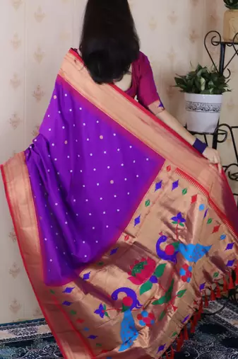 Purple traditional rich ceremonial soft silk blend saree