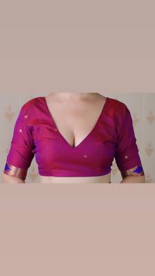 Purple traditional rich ceremonial soft silk blend saree 5