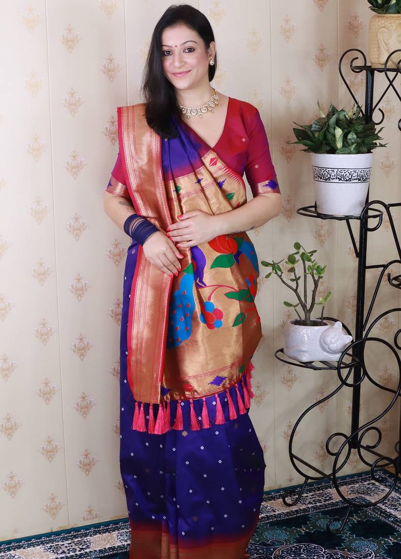 Voilet color designer traditional rich ceremonial soft silk saree