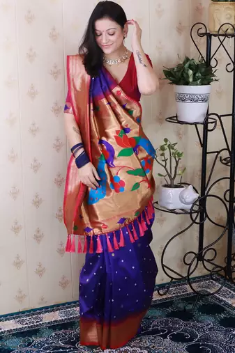 Voilet traditional rich ceremonial soft silk blend saree