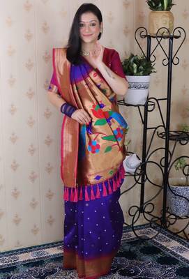 Voilet traditional rich ceremonial soft silk blend saree 4