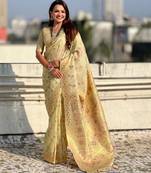 Pista color kora silk fabric woven leheria designer saree