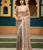 Rose pink color heavy wedding special designer pre stitched saree