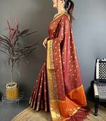 Maroon Color weaving butti work  tissue saree