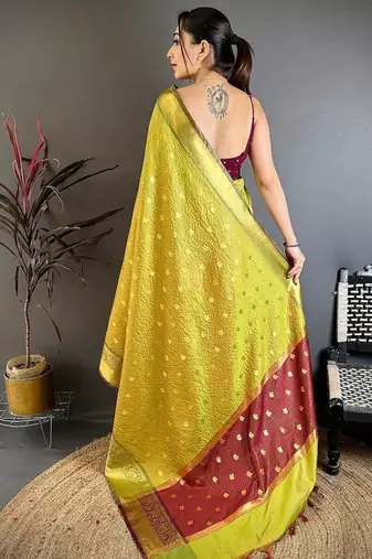 Olive Color weaving butti work  tissue saree