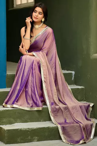 purple heavy wedding special pre stitched saree
