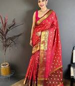 Rani Pink Color weaving butti work  tissue saree