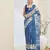 Blue silk blended designer digital printed partywear saree