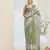 Green silk blended designer digital printed partywear saree