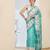 Sea green color silk blended designer digital printed partywear saree