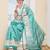Sea green color silk blended designer digital printed partywear saree