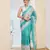 Turquoise color silk blended designer digital printed partywear saree
