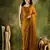 Gold color designer lace border silk blend fabric ceremonial partywear saree
