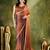 Brown color designer lace border silk blend fabric ceremonial partywear saree