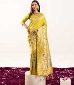 Pista faux banarasi silk fabric heavy partywear ceremonial saree