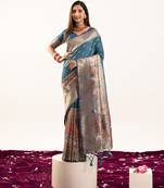 Rama faux banarasi silk fabric heavy partywear ceremonial saree