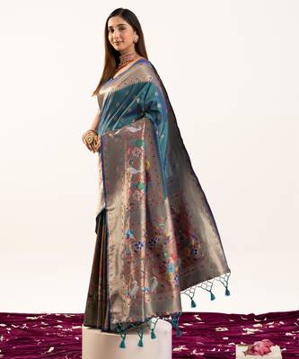 Rama faux banarasi silk blend heavy partywear ceremonial saree 2