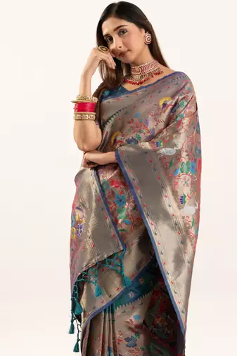 Rama faux banarasi silk blend heavy partywear ceremonial saree