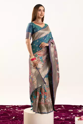 Rama faux banarasi silk blend heavy partywear ceremonial saree