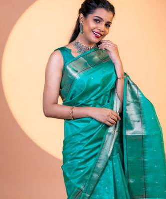 Rama khadi raw silk blend ceremonial traditional saree 4
