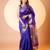 Blue color khadi raw silk fabric designer ceremonial traditional saree