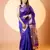 Blue color khadi raw silk fabric designer ceremonial traditional saree