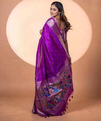 Wine khadi raw silk blend ceremonial traditional saree 2