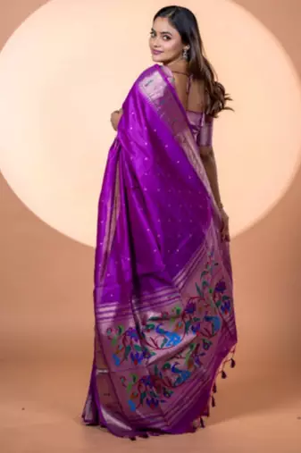 Wine khadi raw silk blend ceremonial traditional saree