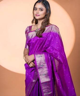 Wine khadi raw silk blend ceremonial traditional saree 3