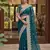 Blue color net fabric wedding wear heavy embroidery work with pearls diamonds work saree