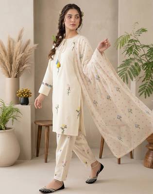 ivory cotton silk kurta set with farshi embroidery 2
