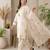 Ivory embroidered pure cotton silk kurta with farshi salwar