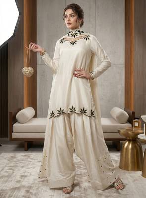 white crepe salwar suit with embroidery moti work 2