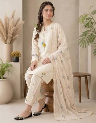 ivory cotton silk kurta set with farshi embroidery 3