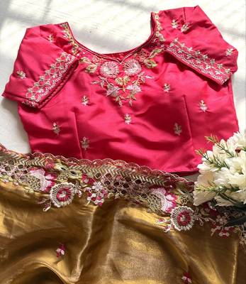 coffee silk blend saree with multicolor sequin embroidery 3