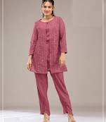 Pink color faux georgette party wear designer co ord set
