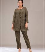 Mehendi color faux georgette party wear designer co ord set