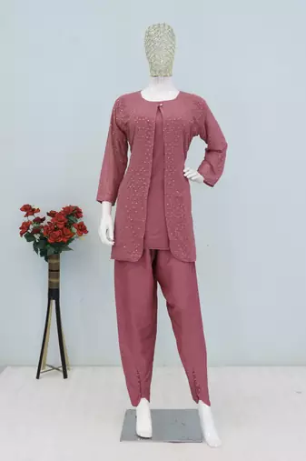 Pink color faux georgette party wear designer co ord set