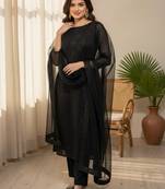 black georgette embroidered kurta sets