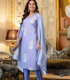 lavender rayon printed kurta sets