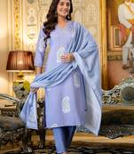 lavender rayon printed kurta sets