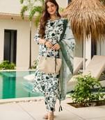 white silk blend printed kurta sets
