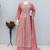 Peach color chinnon silk heavy embroidery work party wear long gown