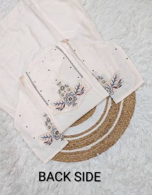 cream cotton blend embroidered kurta sets 4