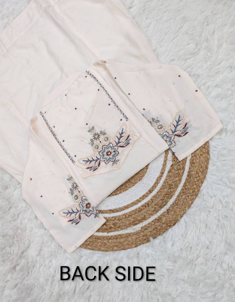 cream cotton blend embroidered kurta sets
